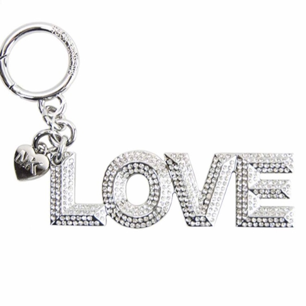 NWT MICHAEL KORS SILVER RHINESTONE BAG/KEY CHARM